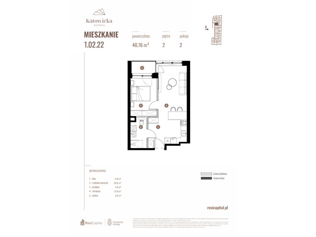 Mieszkanie w inwestycji KATOWICKA RESIDENCE, symbol 1.02.22 » nportal.pl