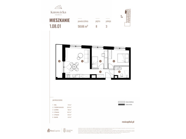 Mieszkanie w inwestycji KATOWICKA RESIDENCE, symbol 1.08.01 » nportal.pl