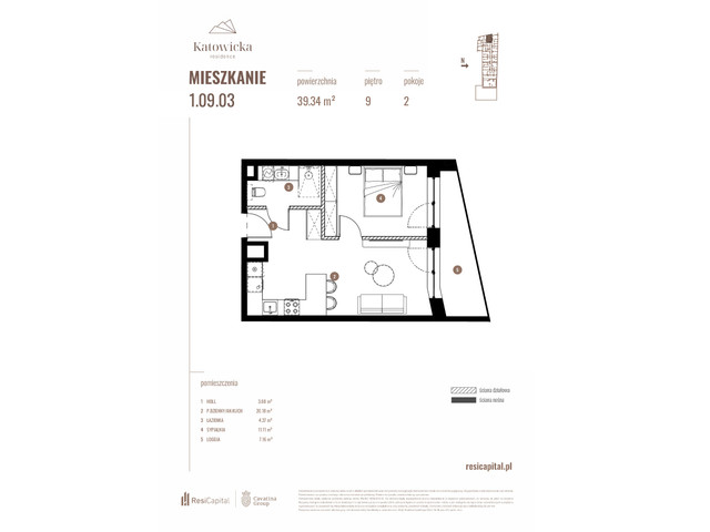 Mieszkanie w inwestycji KATOWICKA RESIDENCE, budynek Rezerwacja, symbol 1.09.03 » nportal.pl