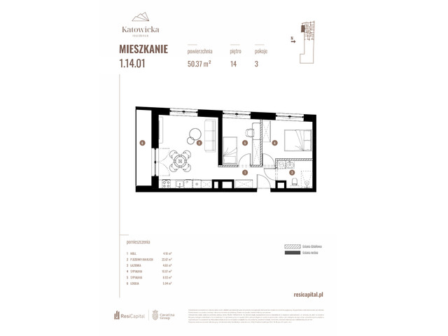 Mieszkanie w inwestycji KATOWICKA RESIDENCE, symbol 1.14.01 » nportal.pl