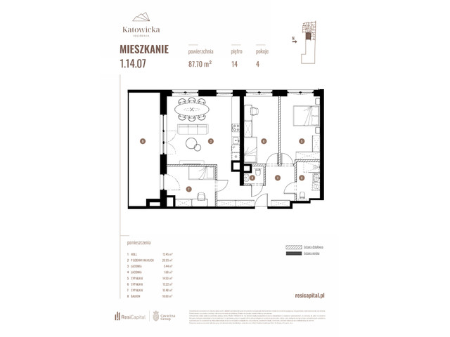 Mieszkanie w inwestycji KATOWICKA RESIDENCE, symbol 1.14.07 » nportal.pl
