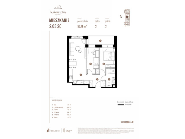 Mieszkanie w inwestycji KATOWICKA RESIDENCE, symbol 2.03.20 » nportal.pl