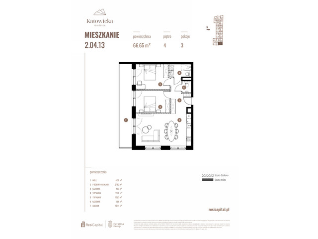 Mieszkanie w inwestycji KATOWICKA RESIDENCE, symbol 2.04.13 » nportal.pl
