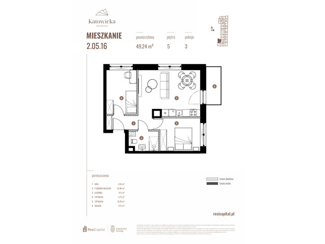 Mieszkanie w inwestycji KATOWICKA RESIDENCE, symbol 2.05.16 » nportal.pl