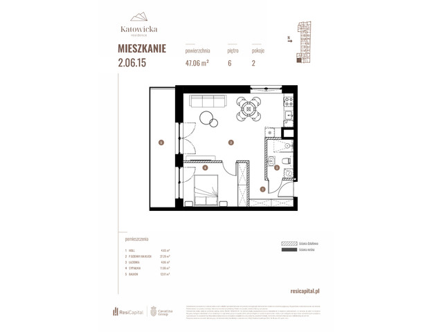 Mieszkanie w inwestycji KATOWICKA RESIDENCE, symbol 2.06.15 » nportal.pl