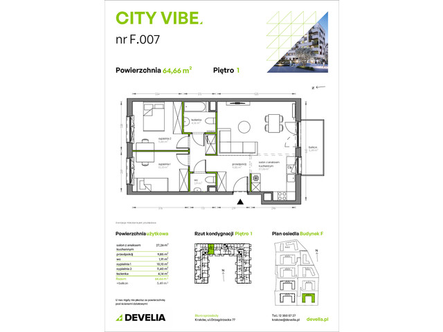 Mieszkanie w inwestycji City Vibe - budynek River View, symbol F.007 » nportal.pl