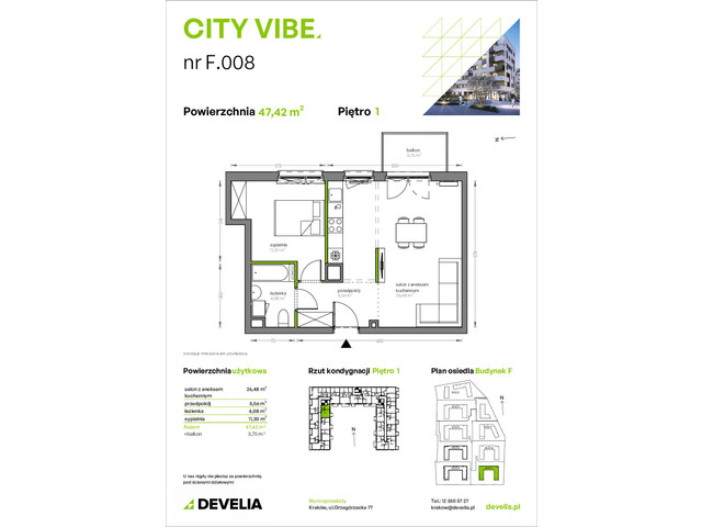 Mieszkanie w inwestycji City Vibe - budynek River View, symbol F.008 » nportal.pl