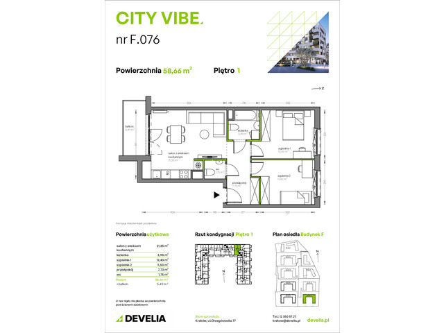 Mieszkanie w inwestycji City Vibe - budynek River View, symbol F.076 » nportal.pl