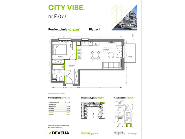 Mieszkanie w inwestycji City Vibe - budynek River View, symbol F.077 » nportal.pl