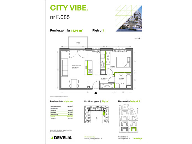 Mieszkanie w inwestycji City Vibe - budynek River View, symbol F.085 » nportal.pl