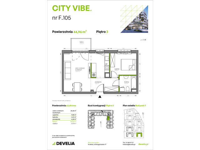Mieszkanie w inwestycji City Vibe - budynek River View, symbol F.105 » nportal.pl