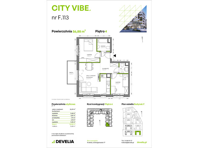 Mieszkanie w inwestycji City Vibe - budynek River View, symbol F.113 » nportal.pl
