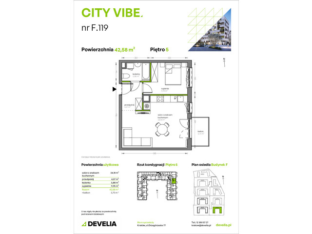 Mieszkanie w inwestycji City Vibe - budynek River View, symbol F.119 » nportal.pl