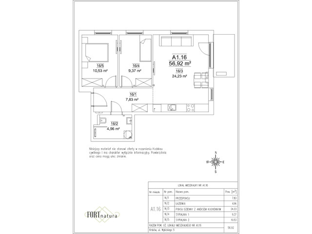 Mieszkanie w inwestycji Fort Natura Etap II, symbol A1.16 » nportal.pl