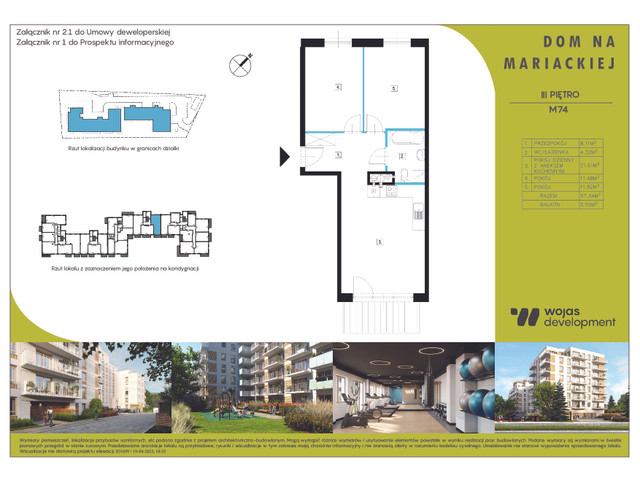 Mieszkanie w inwestycji DOM NA MARIACKIEJ, symbol M74 » nportal.pl