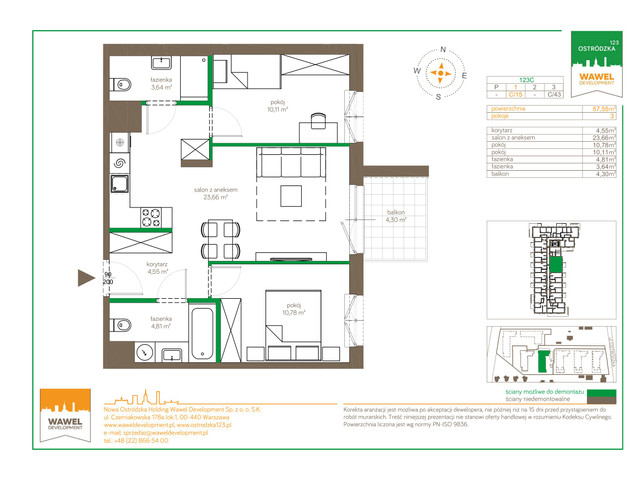 Mieszkanie w inwestycji Ostródzka 123 Etap I, symbol 123C/C-15 » nportal.pl