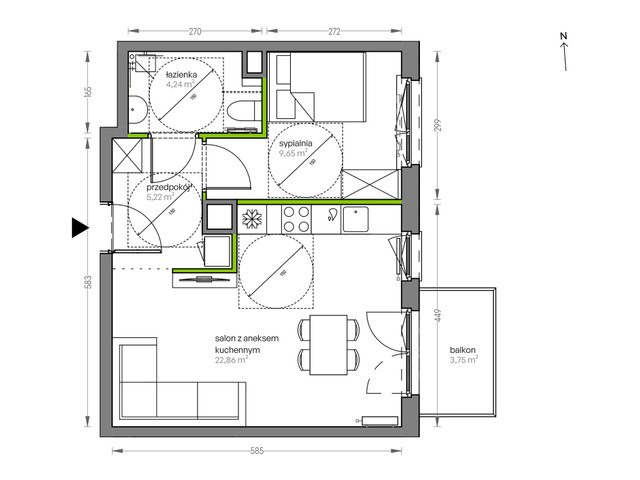 Mieszkanie w inwestycji City Vibe, symbol F.081 » nportal.pl