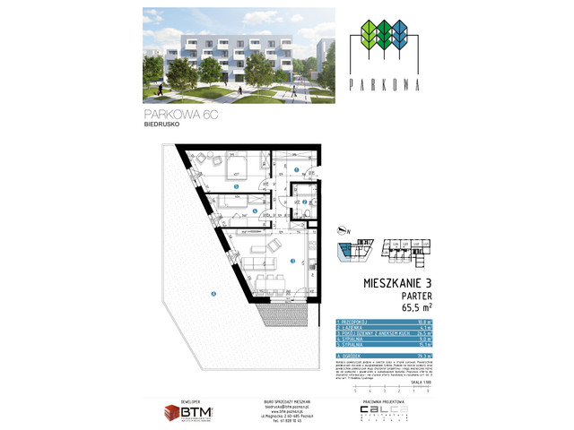 Mieszkanie w inwestycji Parkowa, Biedrusko, budynek Parkowa 6C, symbol 6CM3 » nportal.pl