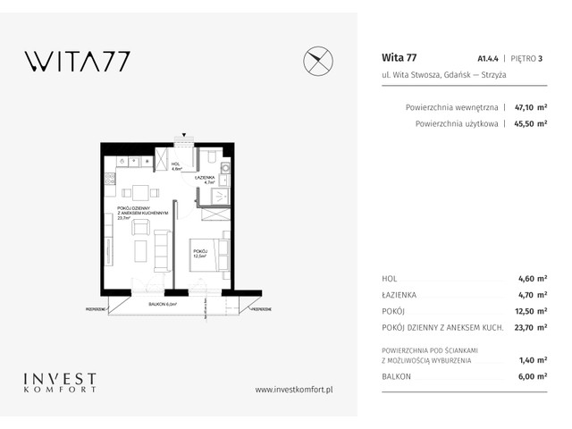 Mieszkanie w inwestycji Wita 77, symbol WITA_A_A1.4.4 » nportal.pl