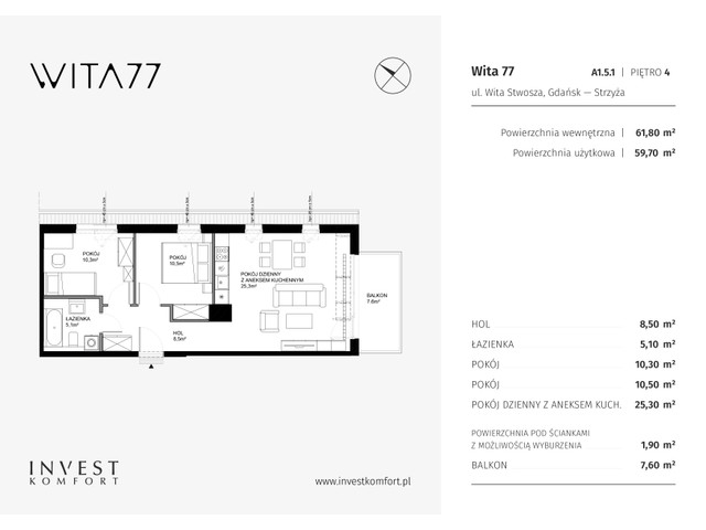 Mieszkanie w inwestycji Wita 77, symbol WITA_A_A1.5.1 » nportal.pl