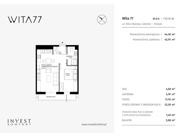 Mieszkanie w inwestycji Wita 77, symbol WITA_A_A1.5.4 » nportal.pl