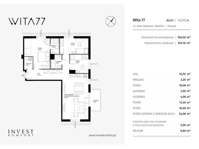 Mieszkanie w inwestycji Wita 77, symbol WITA_A_A3.5.1 » nportal.pl