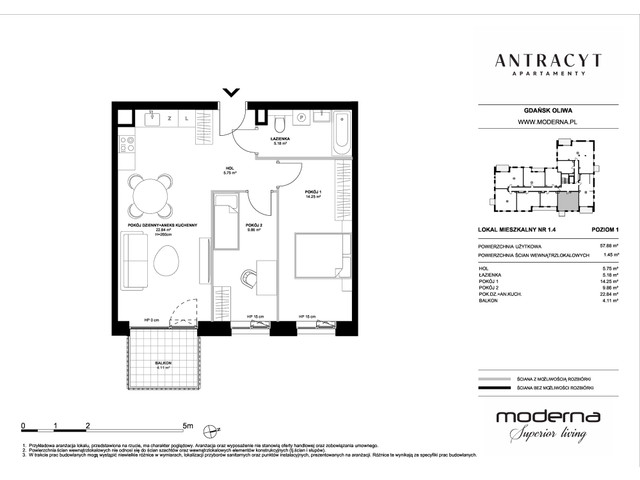 Mieszkanie w inwestycji Antracyt Apartamenty, symbol 1.4 » nportal.pl