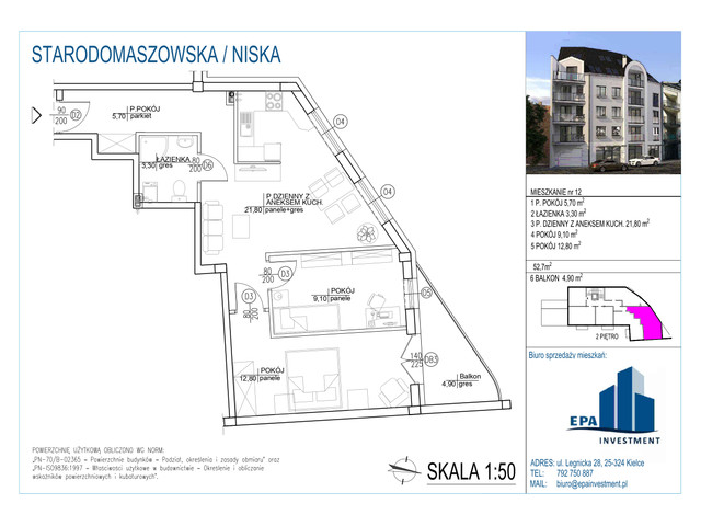 Mieszkanie w inwestycji Kamienica przy ul. Starodomaszowskiej, symbol M12 » nportal.pl