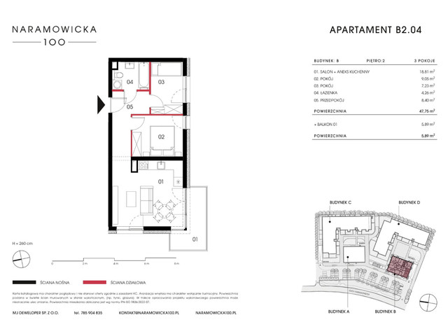 Mieszkanie w inwestycji Naramowicka 100, symbol B-B2.04 » nportal.pl