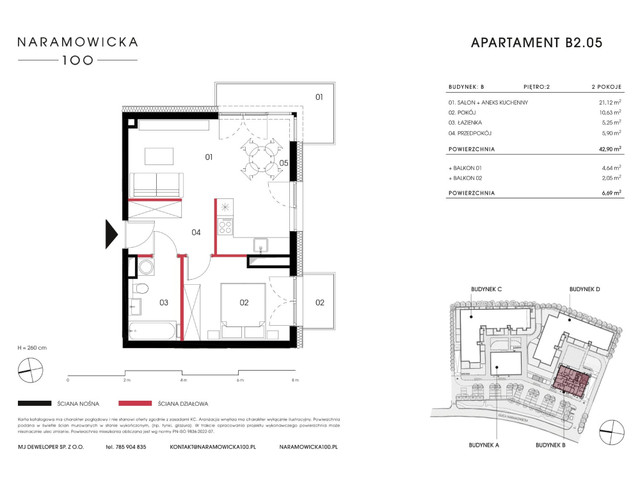 Mieszkanie w inwestycji Naramowicka 100, symbol B-B2.05 » nportal.pl