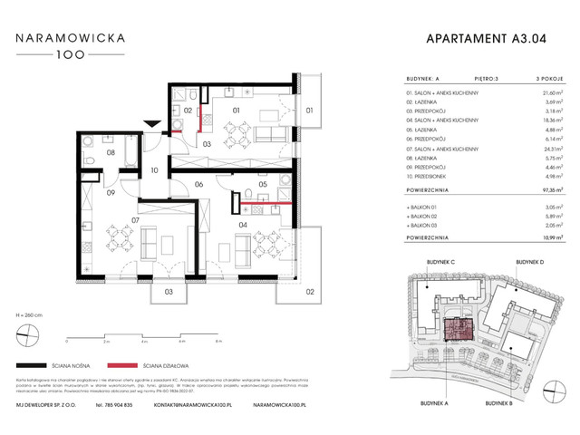 Mieszkanie w inwestycji Naramowicka 100, symbol A-A3.04 » nportal.pl