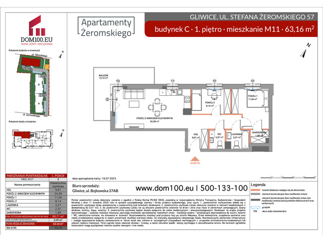 Mieszkanie w inwestycji APARTAMENTY ŻEROMSKIEGO, symbol C-C11 » nportal.pl