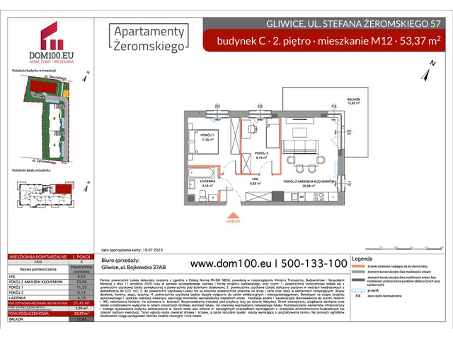 Mieszkanie w inwestycji APARTAMENTY ŻEROMSKIEGO, symbol C-C12 » nportal.pl