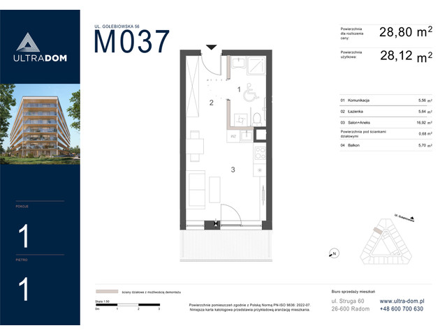 Mieszkanie w inwestycji Ultradom, symbol M037 » nportal.pl