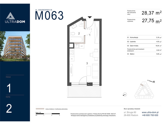 Mieszkanie w inwestycji Ultradom, symbol M063 » nportal.pl