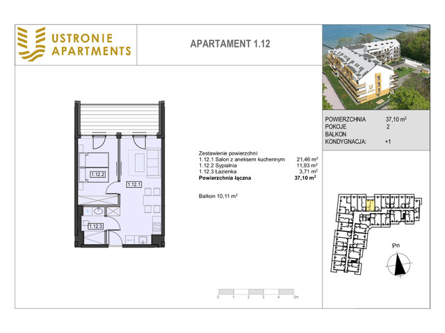 Mieszkanie w inwestycji Ustronie Apartments, budynek Deluxe, symbol 1_12 » nportal.pl