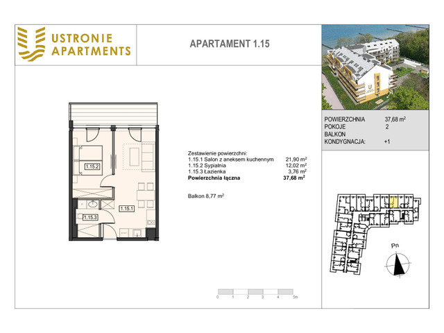 Mieszkanie w inwestycji Ustronie Apartments, budynek Deluxe, symbol 1_15 » nportal.pl