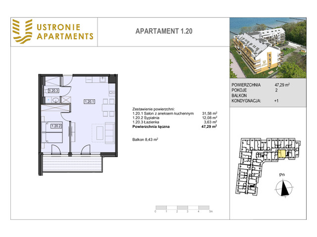 Mieszkanie w inwestycji Ustronie Apartments, budynek Deluxe, symbol 1_20 » nportal.pl