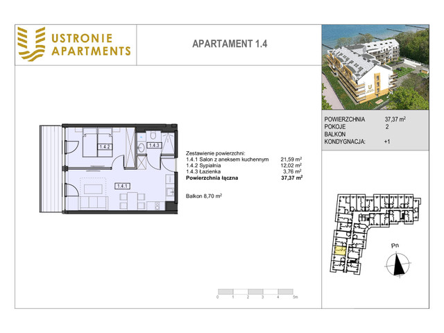 Mieszkanie w inwestycji Ustronie Apartments, budynek Deluxe, symbol 1_4 » nportal.pl