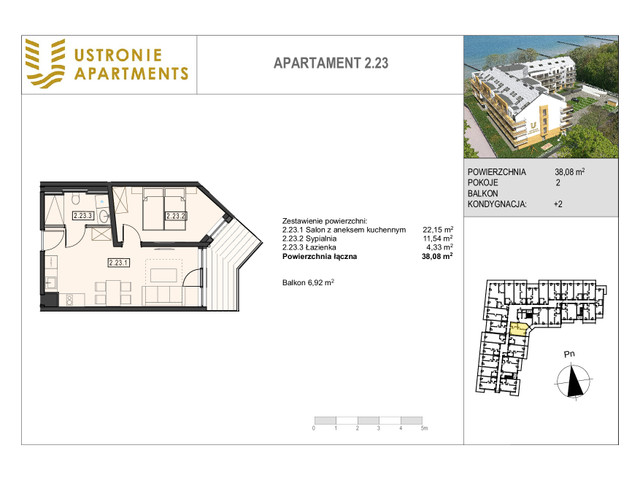Mieszkanie w inwestycji Ustronie Apartments, budynek Deluxe, symbol 2_23 » nportal.pl