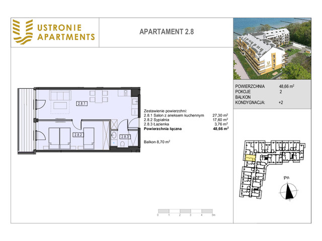 Mieszkanie w inwestycji Ustronie Apartments, budynek Deluxe, symbol 2_8 » nportal.pl