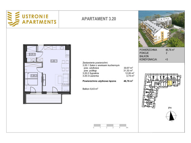 Mieszkanie w inwestycji Ustronie Apartments, budynek Deluxe, symbol 3_20 » nportal.pl